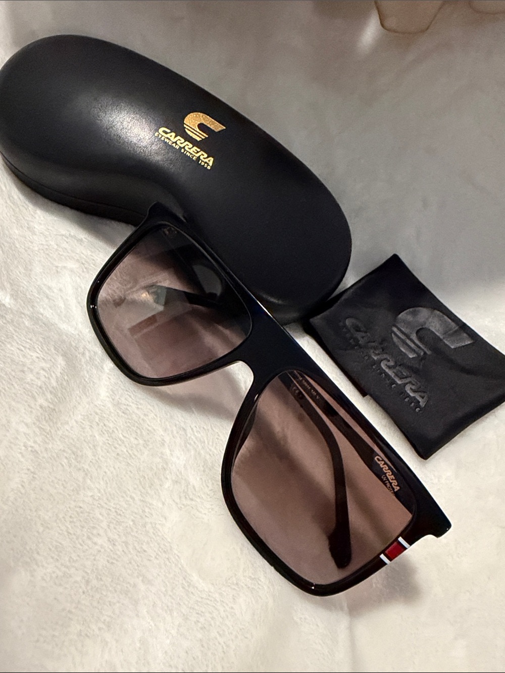 Carrera 172/N/S 807/HA Black Brown Gradient Square Sunglasses w/ Case & Cloth